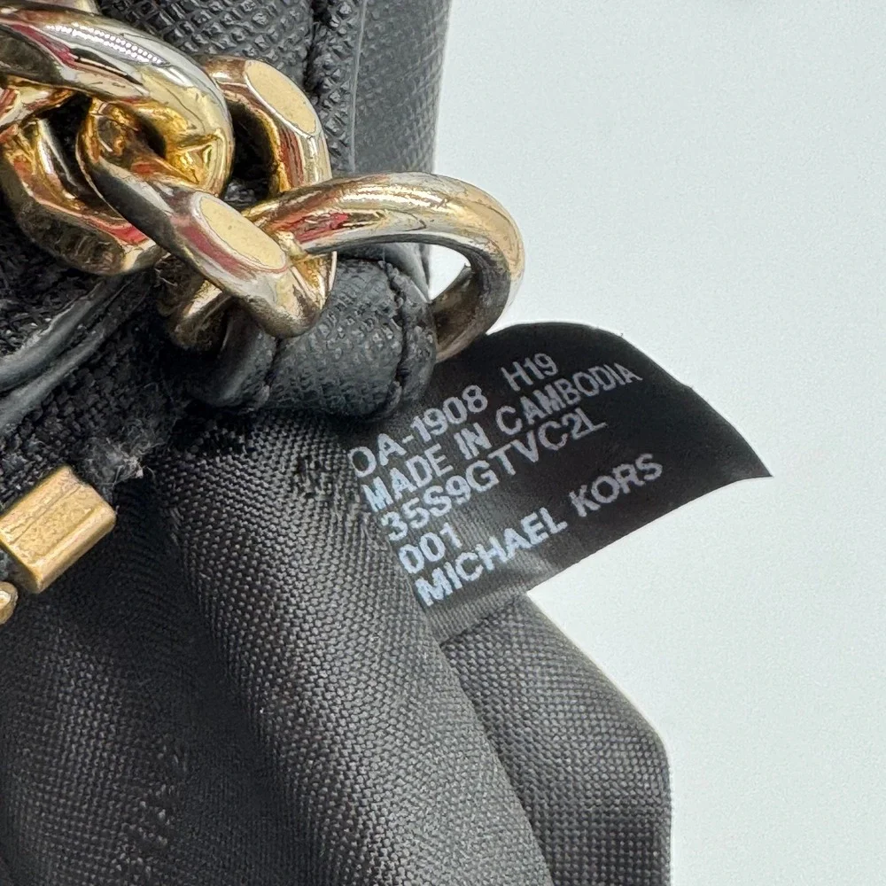 Michael Kors Emmy Black Saffiano Leather Dome Crossbody Bag 9x7 Chain Strap